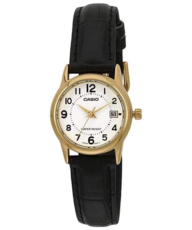 Casio gold cheap leather watch