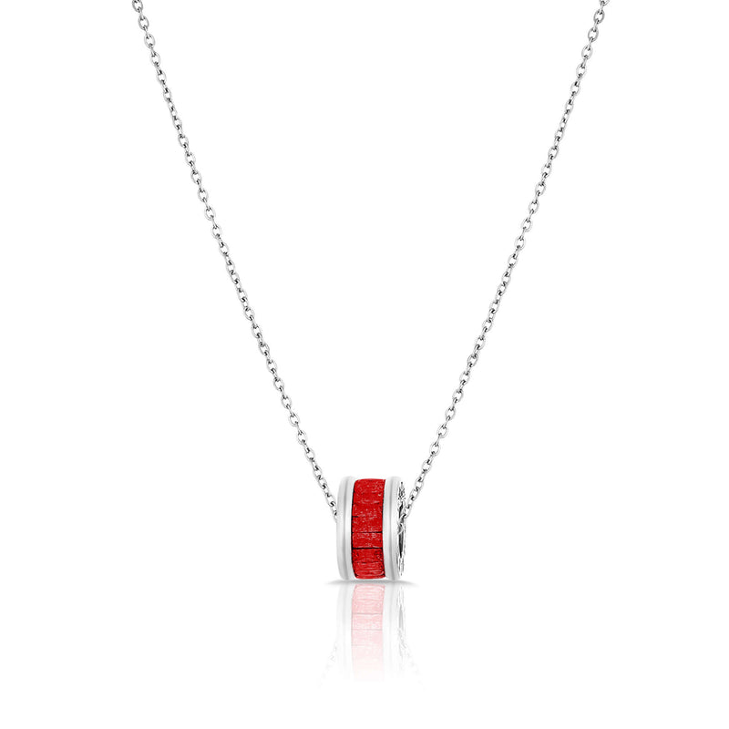 Daniel Klein Women Steel/Red Stone Necklace - DKJ.2.4002-1