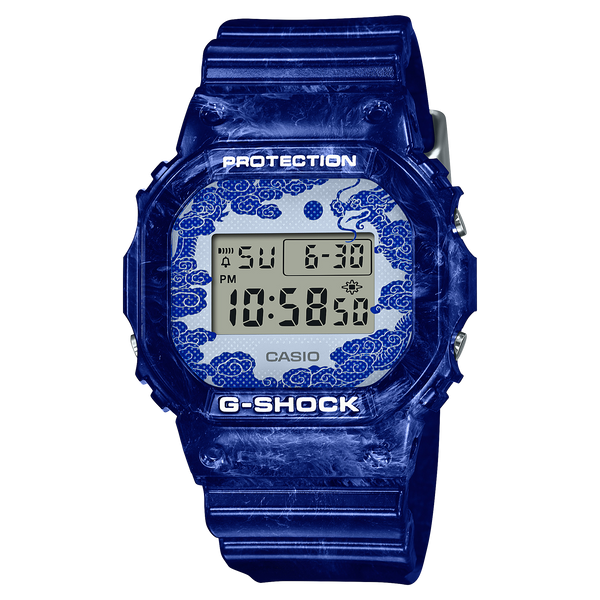 G-SHOCK Mens Blue White Porcelain Series Watch - DW-5600BWP-2DR