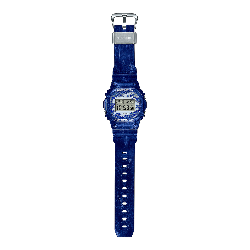 G-SHOCK Mens Blue White Porcelain Series Watch - DW-5600BWP-2DR