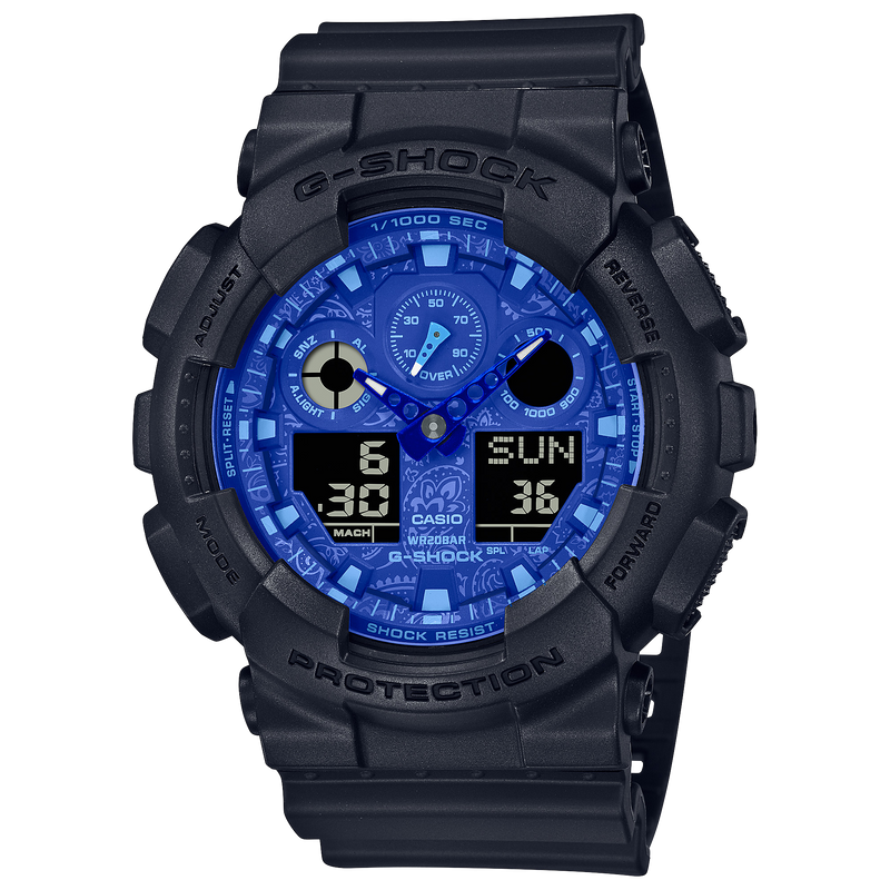 G-SHOCK Mens Blue Paisley Series Watch - GA-100BP-1ADR