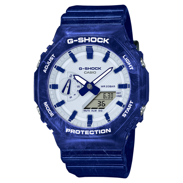 G-SHOCK Mens CasiOak Blue White Porcelain Series Watch - GA-2100BWP-2ADR