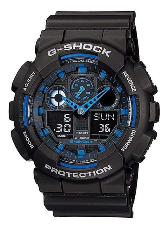 G-SHOCK GA-100-1A2DR Analog-Digital Black & Blue Men's Watch