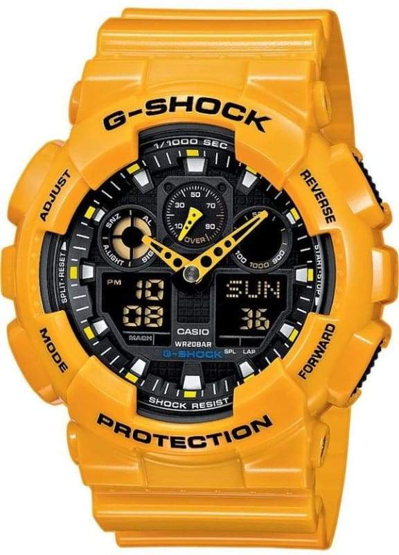 G-SHOCK Analog-Digital Yellow Mens Watch - GA-100A-9ADR