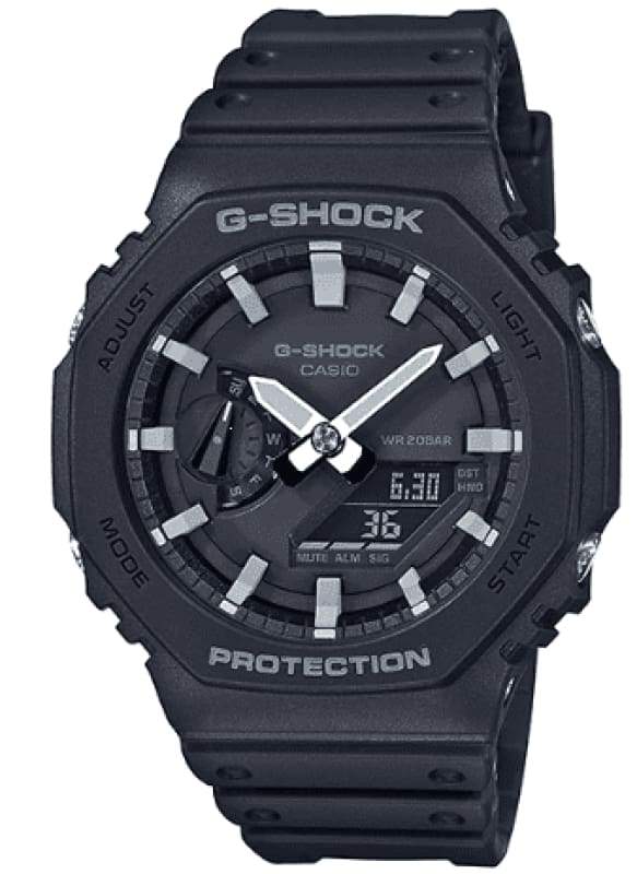 G-SHOCK Analog-Digital 'CasiOak' Black Mens Watch - GA-2100-1ADR