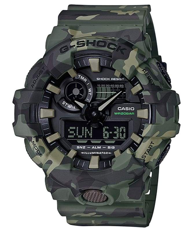 G-SHOCK GA-700CM-3ADR Analog-Digital Camouflage Army Green Men's Watch