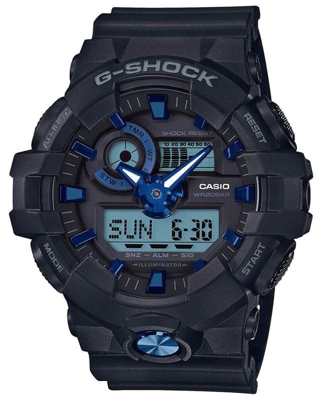 G-SHOCK GA-710B-1A2DR Analog-Digital Matt Black & Blue Men's Watch