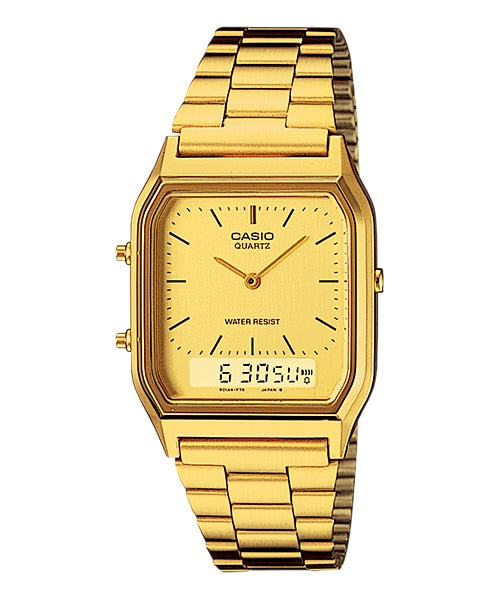 Casio Vintage Mens Gold-tone Stainless Steel Strap Watch - AQ-230GA-9DHDF