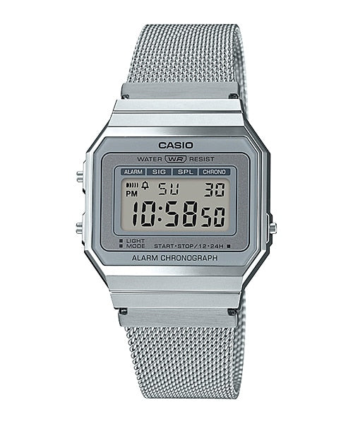 Casio Vintage Unisex Silver-tone Stainless Steel Strap Watch - A700WM-7ADF