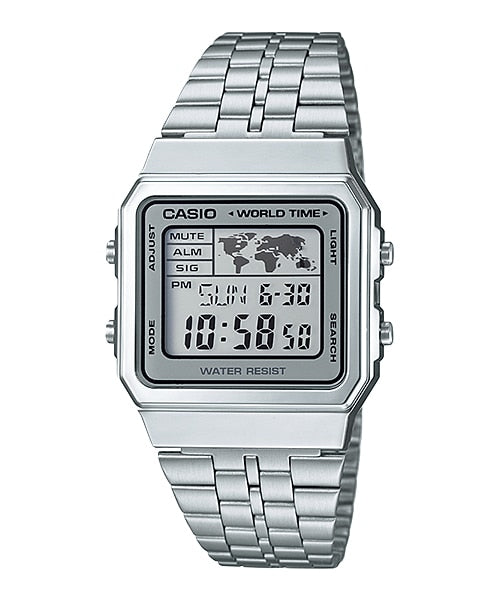 Casio Vintage Unisex Silver-tone Stainless Steel Strap Watch - A500WA-7DF