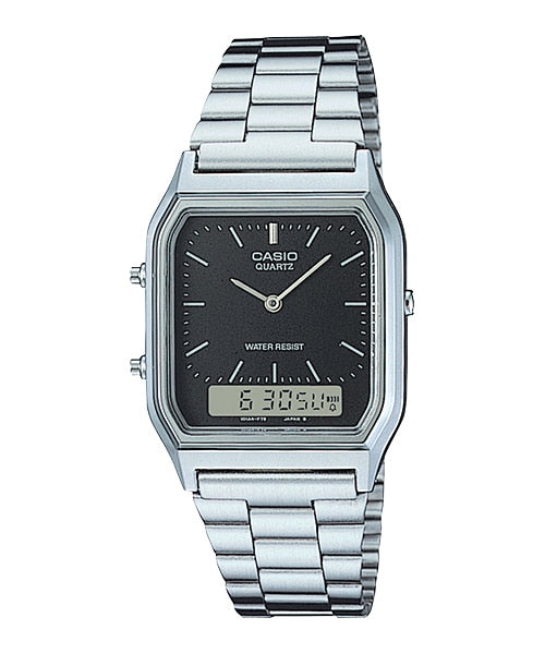 Casio Vintage Mens Silver-tone Stainless Steel Strap Watch - AQ-230A-1DHDF