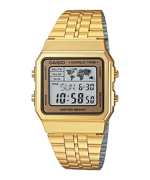 Casio Vintage Unisex Gold-tone Stainless Steel Strap Watch - A500WGA-9DF